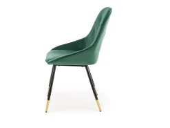 Silla de comedor de terciopelo verde con patas de metal negro y dorado DAMONA