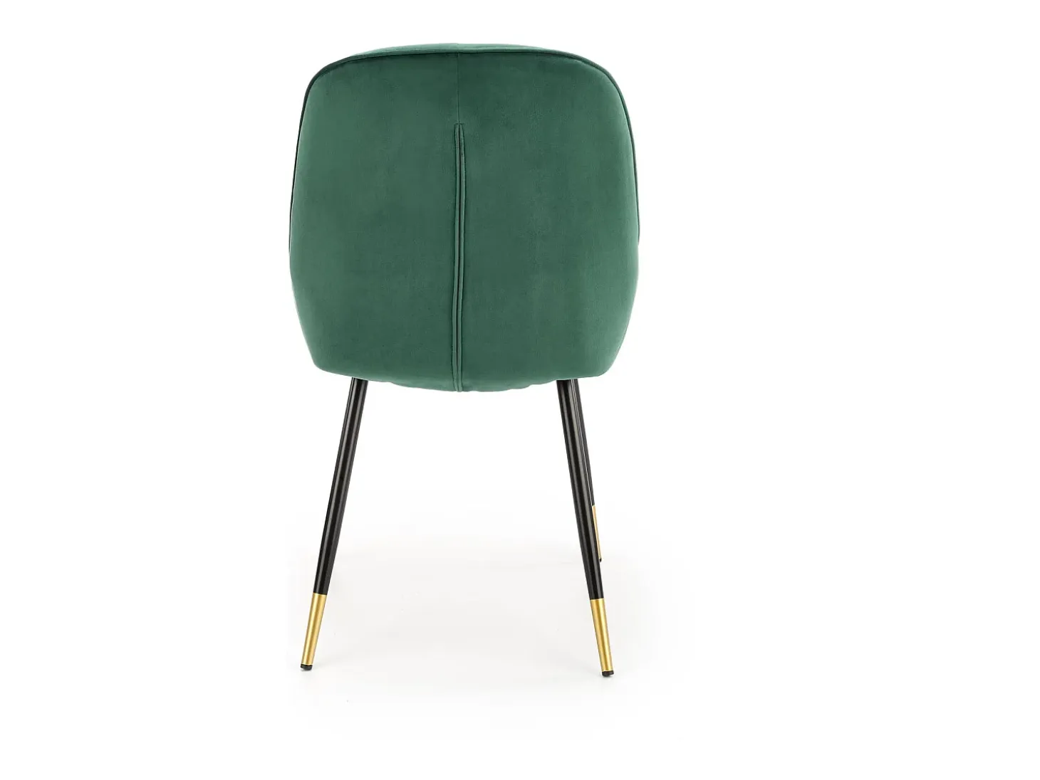 Silla de comedor de terciopelo verde con patas de metal negro y dorado DAMONA