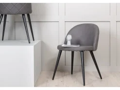 Silla de comedor de terciopelo gris velour.