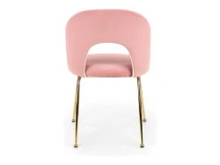 Silla de comedor de terciopelo rosa claro estilo vintage con patas de acero dorado DATA