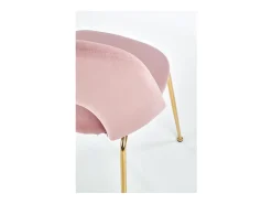 Silla de comedor de terciopelo rosa claro estilo vintage con patas de acero dorado DATA