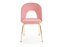 Silla de comedor de terciopelo rosa claro estilo vintage con patas de acero dorado DATA