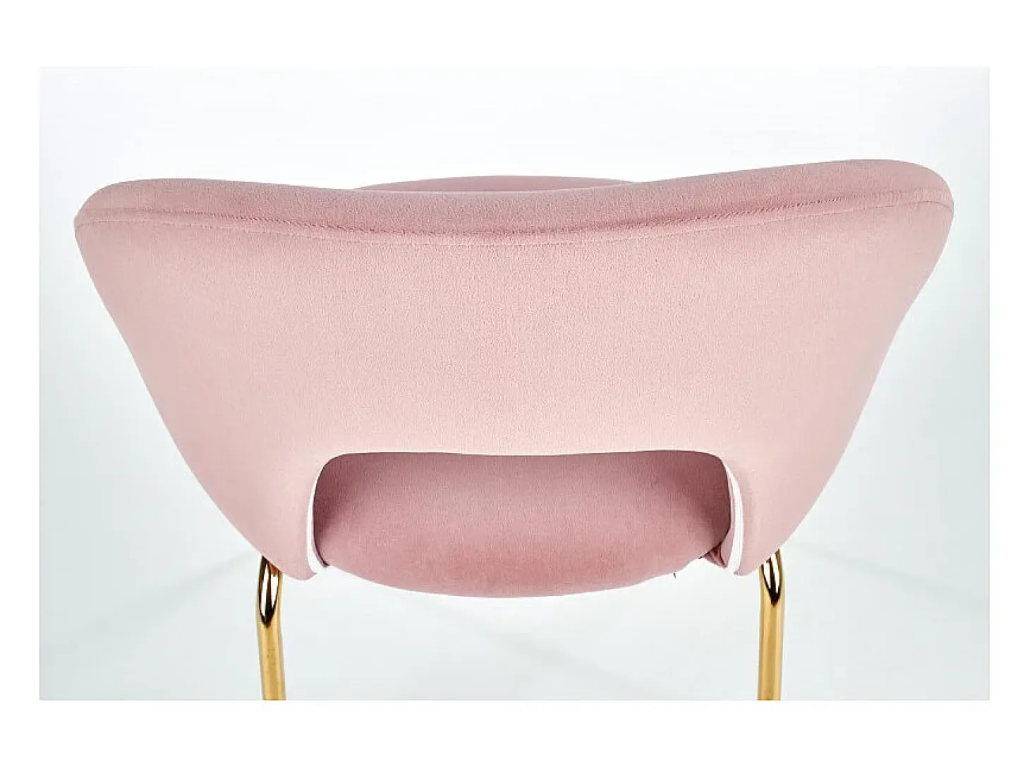 Silla de comedor de terciopelo rosa claro estilo vintage con patas de acero dorado DATA