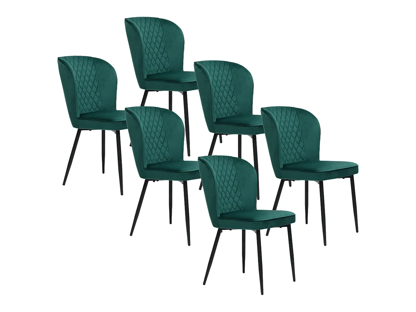 Silla de comedor de terciopelo, patas de metal – verde