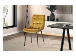 Silla de comedor de terciopelo con patas de metal dorado KALI