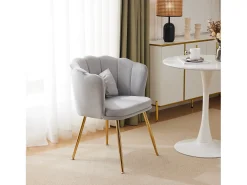 Silla de comedor de terciopelo - 62 x 54,5 x 77 cm - con respaldo - Patas de metal - Gris