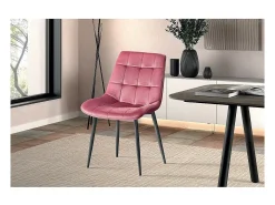 Silla de comedor de terciopelo con patas de metal rosado KALI