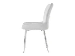 Silla de comedor de terciopelo, lote de 4, cuatro patas de metal plateado, gris
