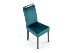 Silla de comedor de terciopelo verde con patas de madera maciza negra CANDY