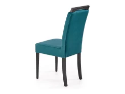 Silla de comedor de terciopelo verde con patas de madera maciza negra CANDY