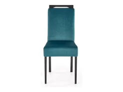 Silla de comedor de terciopelo verde con patas de madera maciza negra CANDY