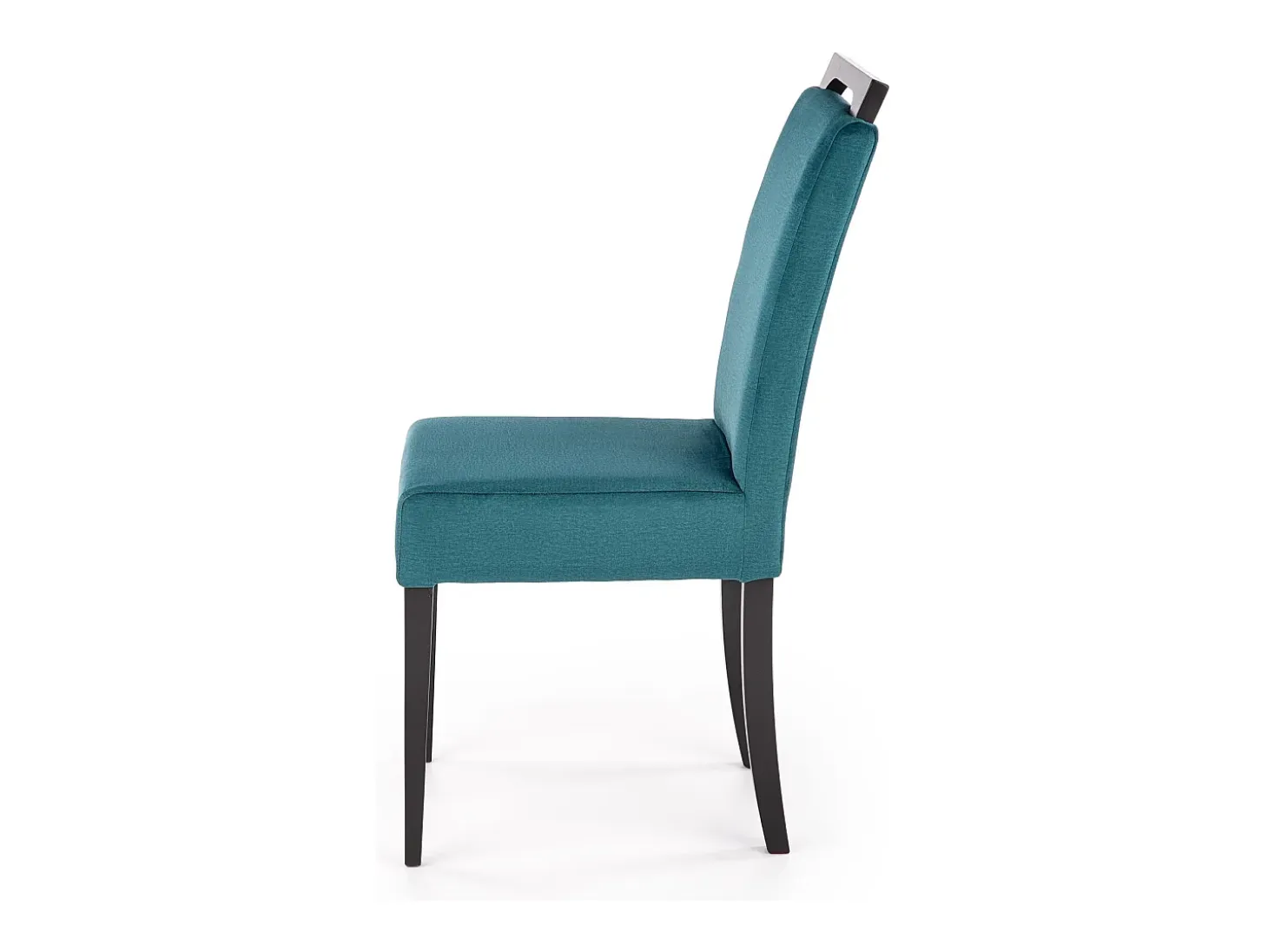 Silla de comedor de terciopelo verde con patas de madera maciza negra CANDY