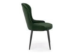 Silla de comedor de terciopelo verde oscuro con patas de acero Spin negro