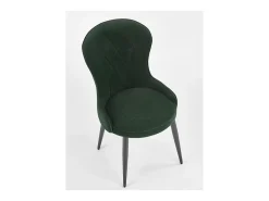 Silla de comedor de terciopelo verde oscuro con patas de acero Spin negro