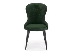 Silla de comedor de terciopelo verde oscuro con patas de acero Spin negro