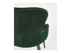 Silla de comedor de terciopelo verde oscuro con patas de acero Spin negro