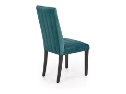 Silla de comedor de terciopelo verde oscuro con patas de madera maciza de haya pintada de negro HAYA