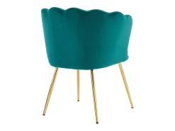 Silla de comedor de terciopelo con respaldo capitoné y patas de metal dorado – verde