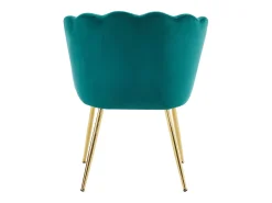 Silla de comedor de terciopelo con respaldo capitoné y patas de metal dorado – verde