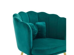 Silla de comedor de terciopelo con respaldo capitoné y patas de metal dorado – verde