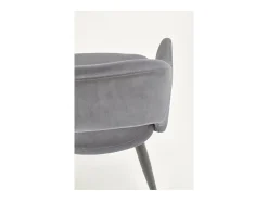 Silla de comedor de terciopelo gris con patas de acero negro UNIK