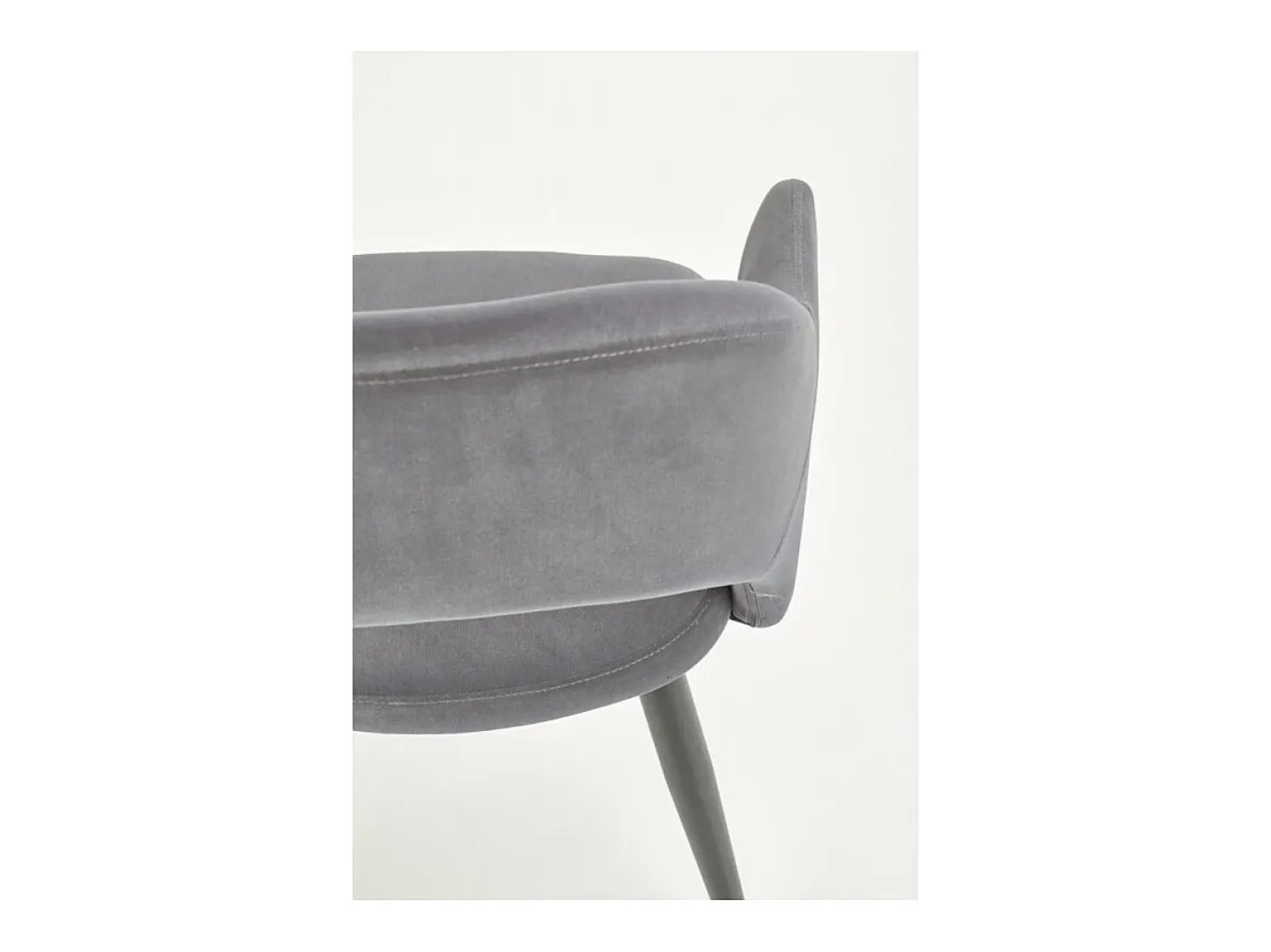 Silla de comedor de terciopelo gris con patas de acero negro UNIK
