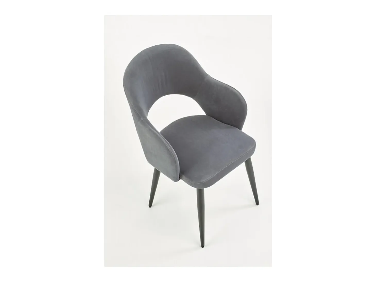 Silla de comedor de terciopelo gris con patas de acero negro UNIK