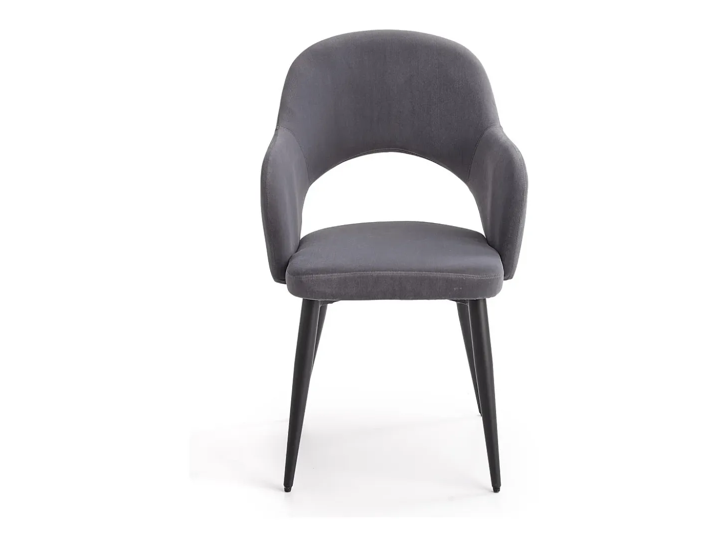 Silla de comedor de terciopelo gris con patas de acero negro UNIK