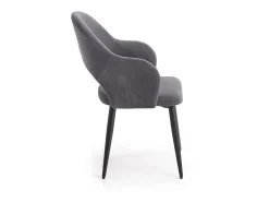 Silla de comedor de terciopelo gris con patas de acero negro UNIK