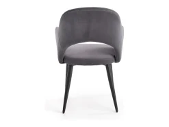 Silla de comedor de terciopelo gris con patas de acero negro UNIK
