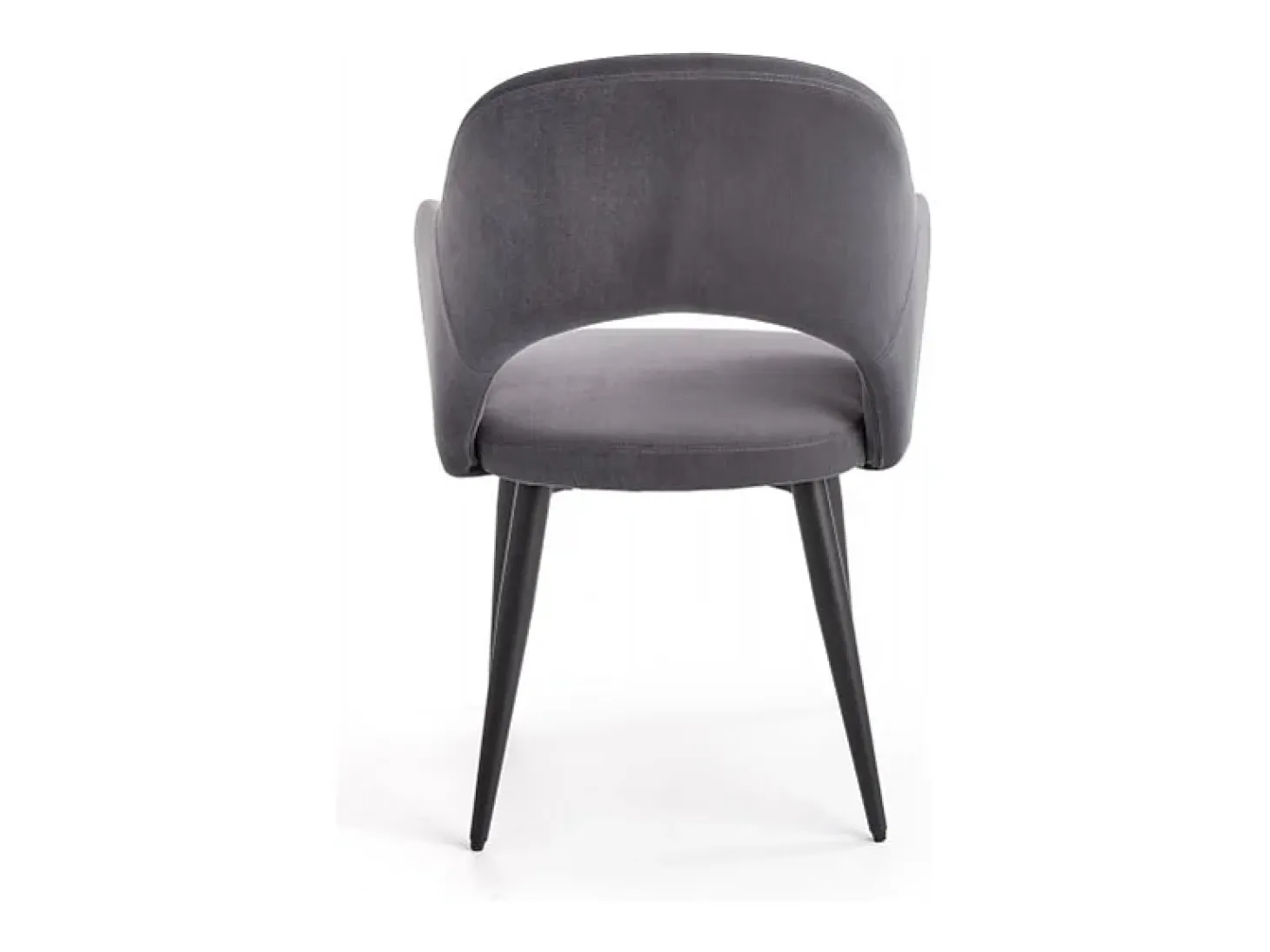 Silla de comedor de terciopelo gris con patas de acero negro UNIK