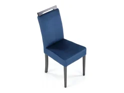 Silla de comedor de terciopelo azul con patas de madera maciza negra CANDY