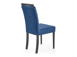 Silla de comedor de terciopelo azul con patas de madera maciza negra CANDY