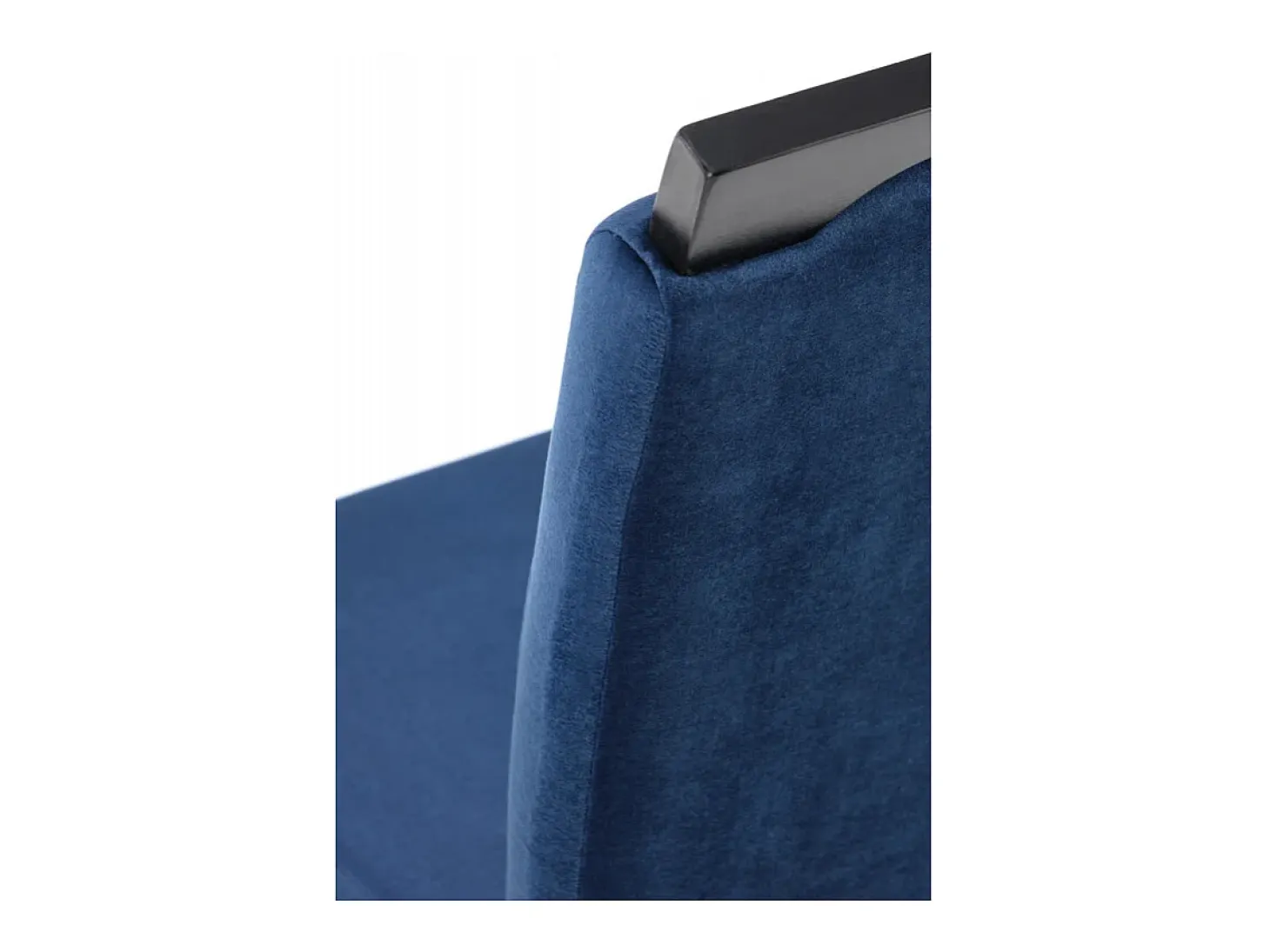 Silla de comedor de terciopelo azul con patas de madera maciza negra CANDY