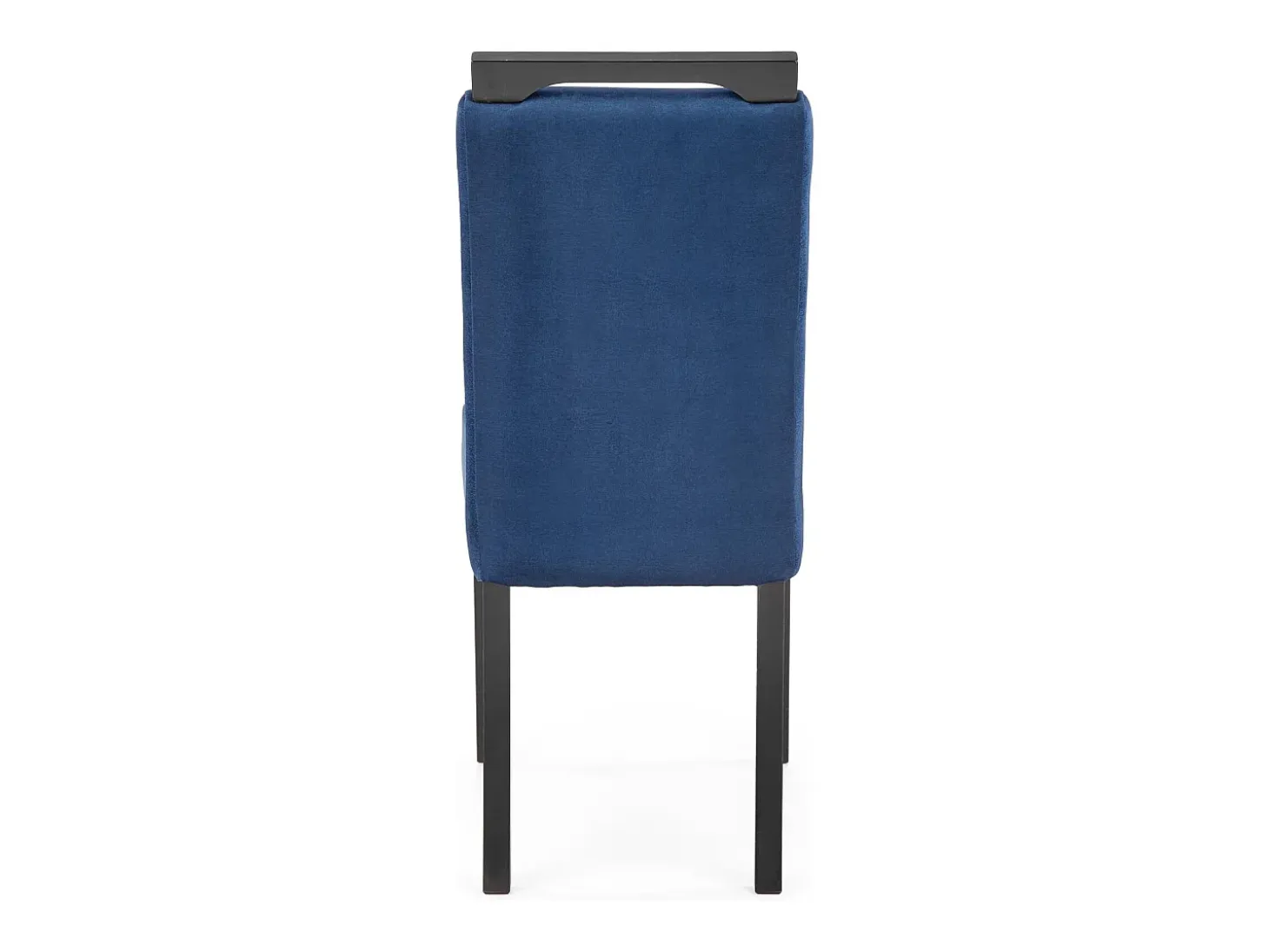 Silla de comedor de terciopelo azul con patas de madera maciza negra CANDY