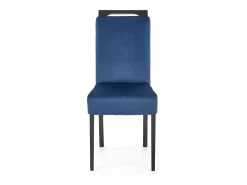 Silla de comedor de terciopelo azul con patas de madera maciza negra CANDY