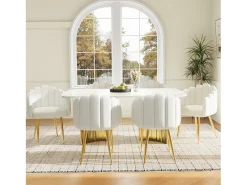 Silla de comedor de terciopelo (4 piezas), maquillaje, patas de metal dorado, diseño único, ergonómica, pies ajustables (48 x 44,5 x 82 cm)