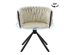Silla de comedor de terciopelo, sillón de lujo, giratoria 360°, estructura de metal, beige (dimensiones sin especificar)