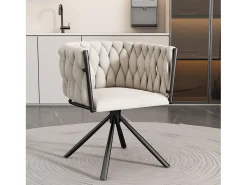 Silla de comedor de terciopelo, sillón de lujo, giratoria 360°, estructura de metal, beige (dimensiones sin especificar)