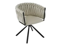 Silla de comedor de terciopelo, sillón de lujo, giratoria 360°, estructura de metal, beige (dimensiones sin especificar)