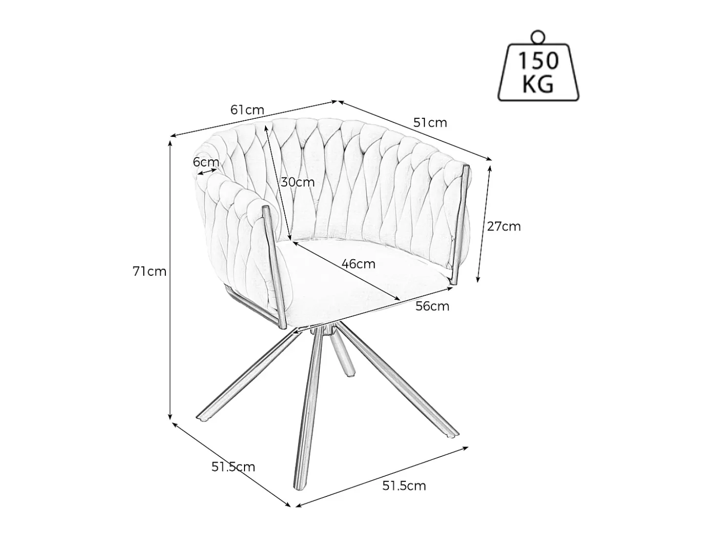 Silla de comedor de terciopelo, sillón de lujo, giratoria 360°, estructura de metal, beige (dimensiones sin especificar)