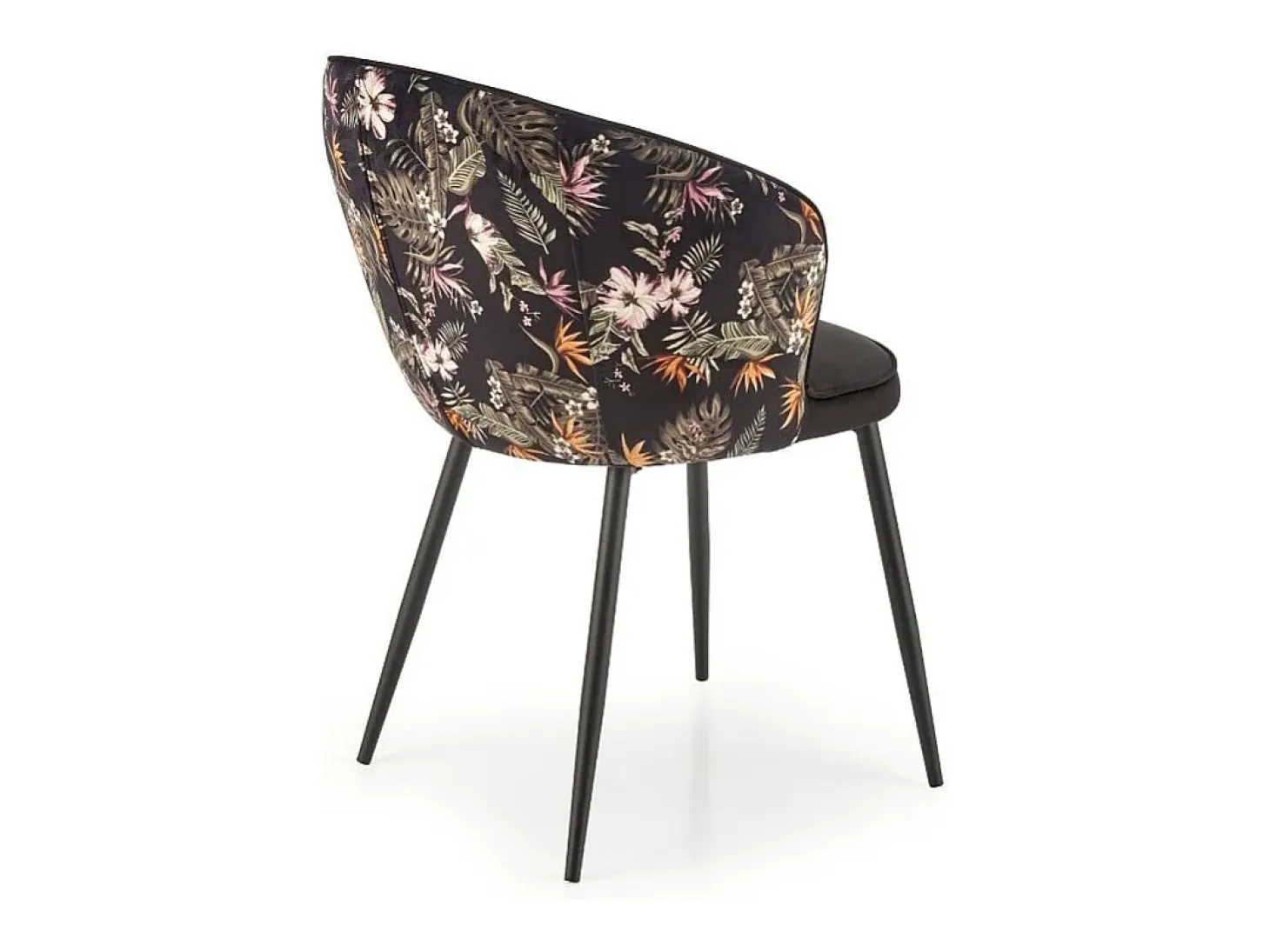 Silla de comedor de terciopelo con respaldo de estampado floral Tropic