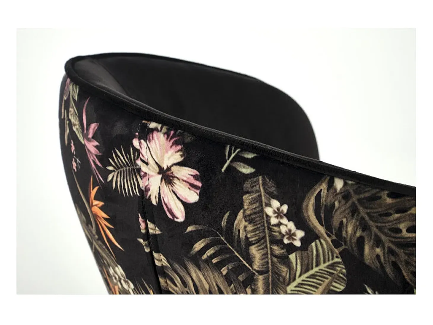 Silla de comedor de terciopelo con respaldo de estampado floral Tropic