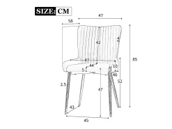 Silla de comedor de terciopelo, lote de 4, chaise longue con cuatro patas de metal dorado, beige