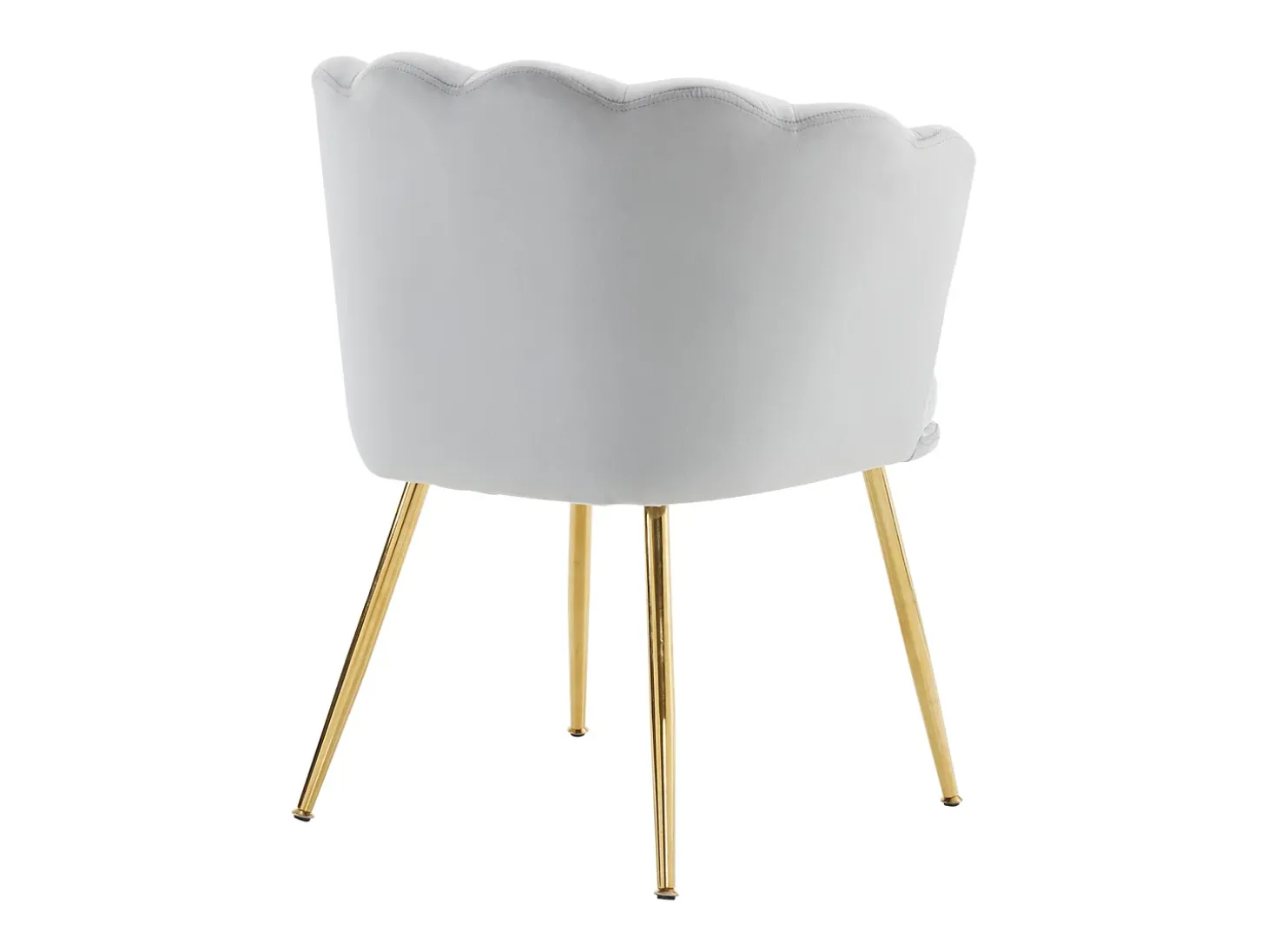 Silla de comedor de terciopelo con respaldo capitoné y patas de metal dorado – gris