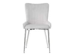 Silla de comedor de terciopelo, lote de 2, sillón con cuatro patas de metal plateado, gris