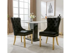 Silla de comedor de terciopelo gris, diseño único con aro decorativo, patas de acero inoxidable dorado (50,5 x 45 x 95 cm)