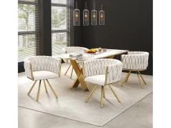 Silla de comedor de terciopelo, sillón de salón, diseño moderno, patas de metal, beige y dorado