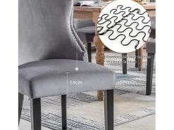 Silla de comedor de terciopelo, diseño moderno, estructura de madera maciza, gris (44x41x86 cm)