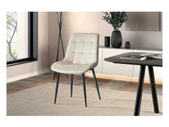 Silla de comedor de terciopelo con patas metálicas beige KALI